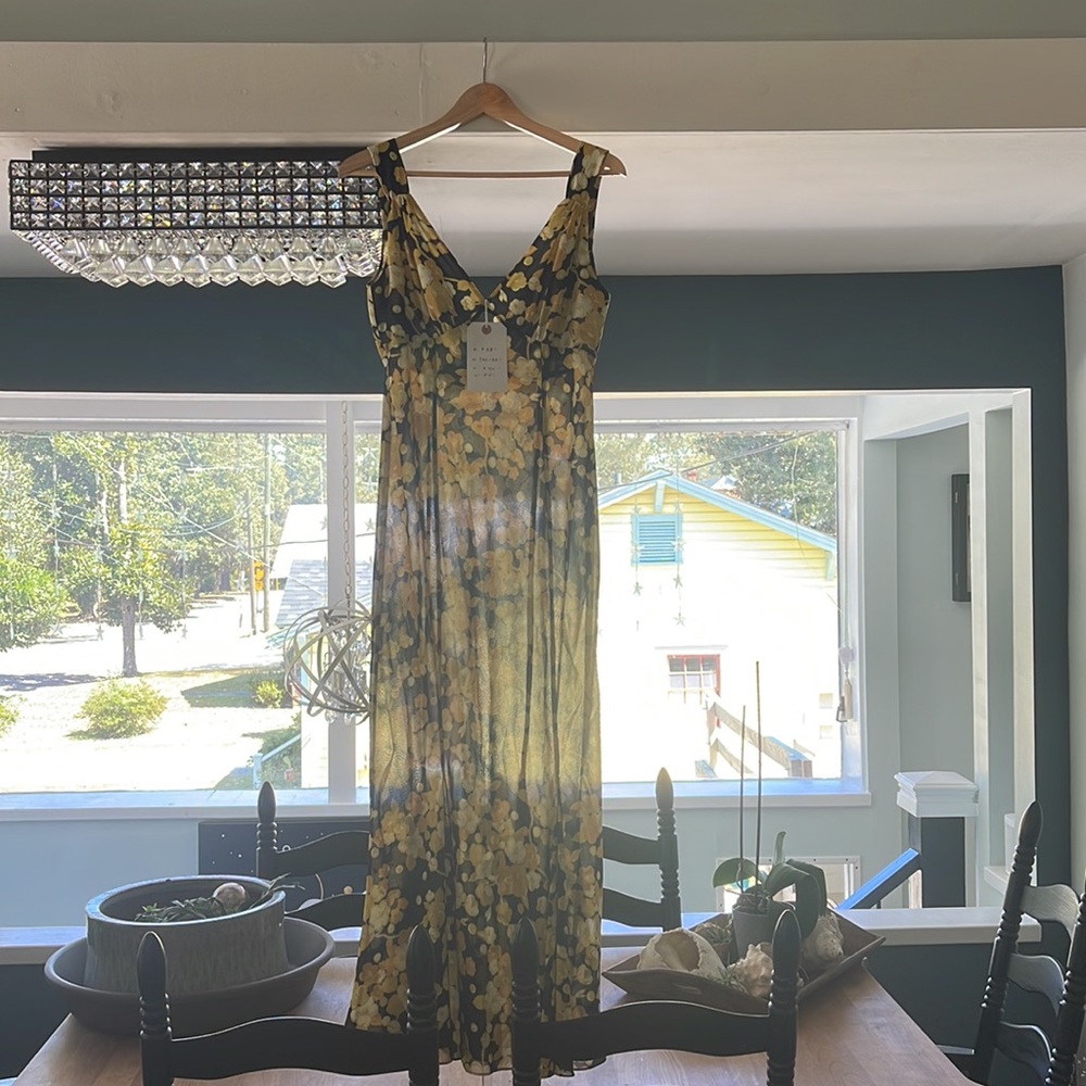 Vintage 1990s designer OMO Norma Kamali floral slip dress